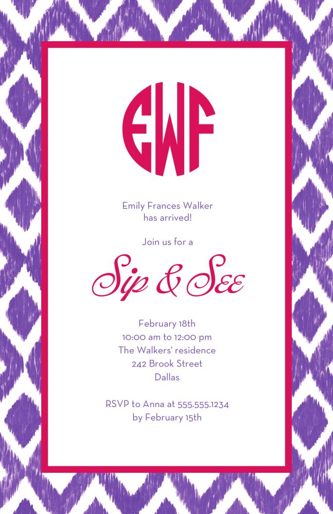 Ikat - Purple Invitation