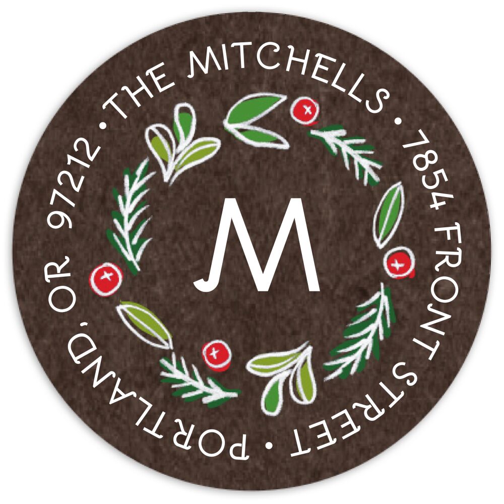 Chalk Tree Wishes Round Address Sticky