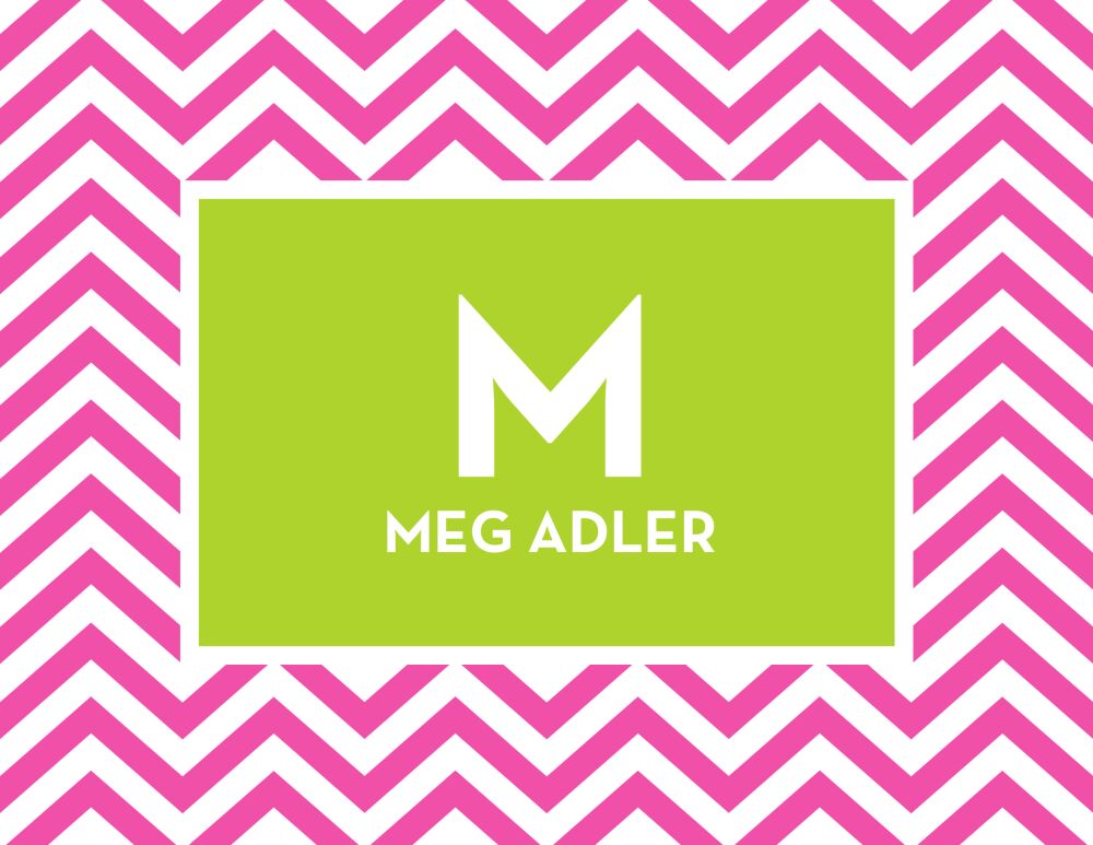 Chevron Stripe - Hot Pink Folded Note