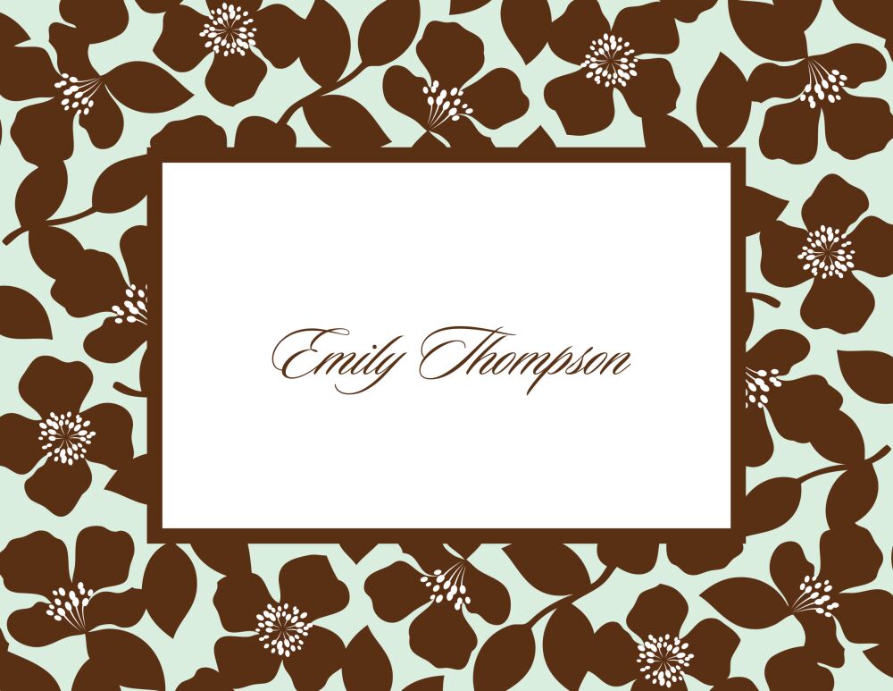 Island Floral - Aqua Folded Note