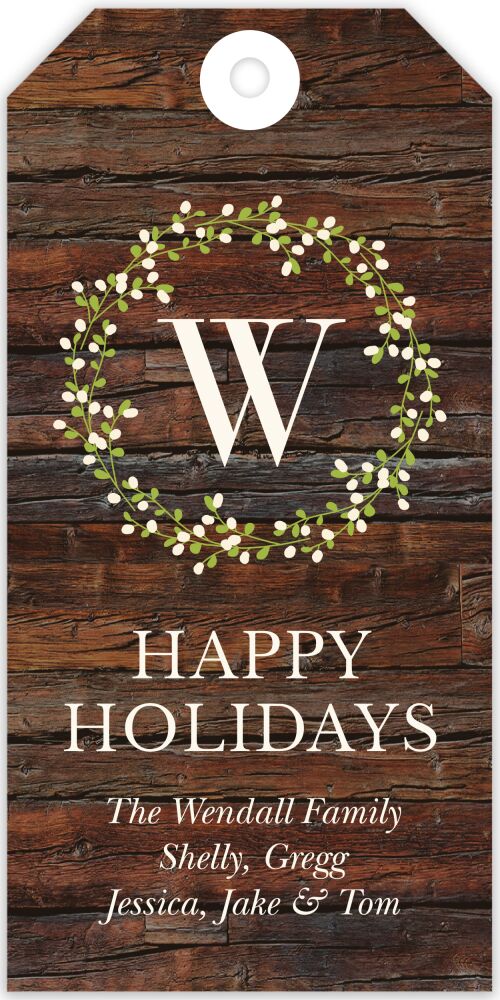 Monogram Wreath Stringed Gift Tag