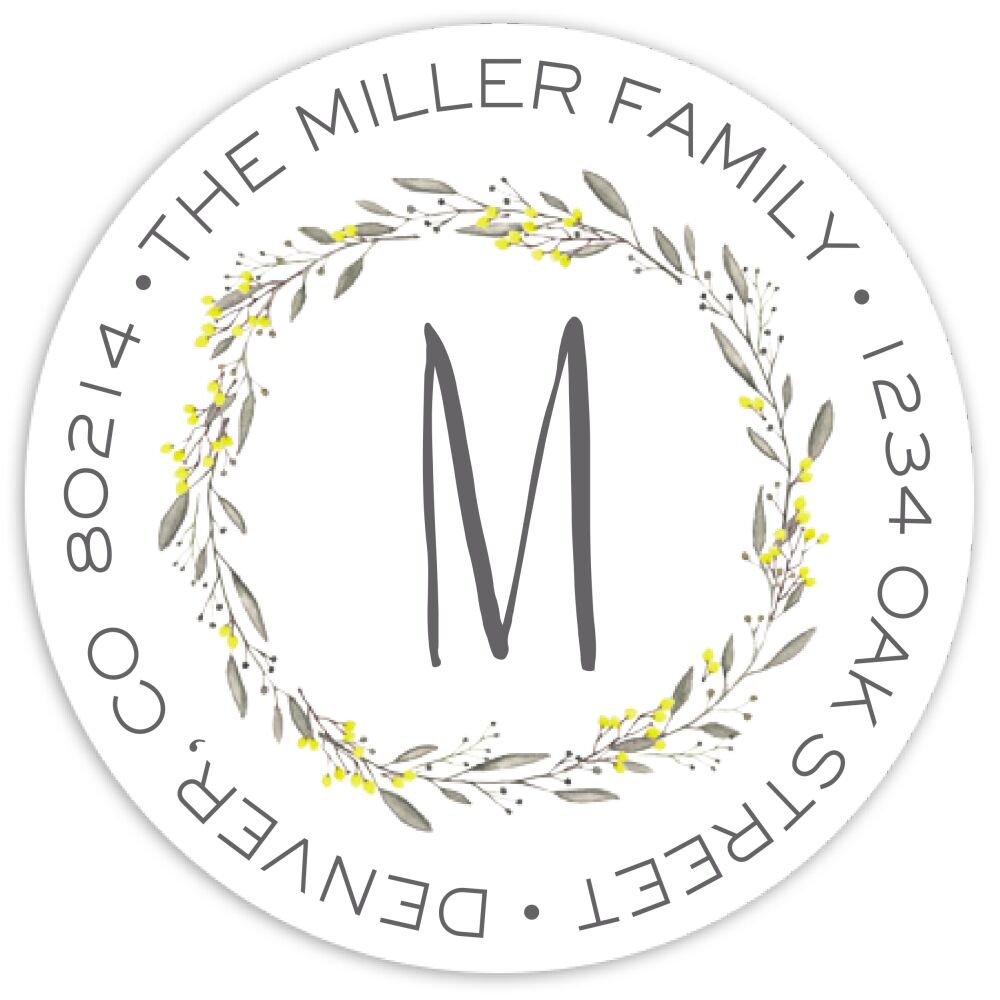 Meadow Wreath Return Address Sticky