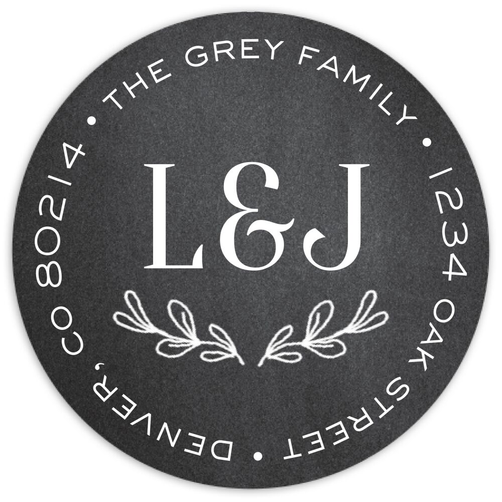 Chalkboard Botanical Return Address Sticky