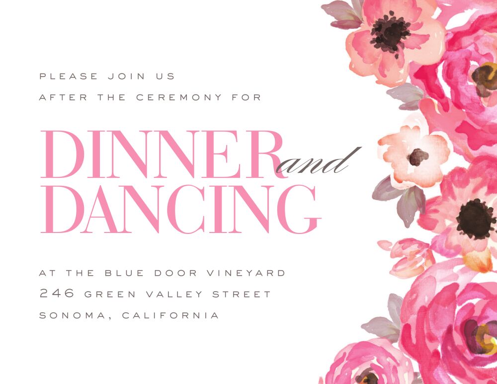 Blushing Blooms Reception Card