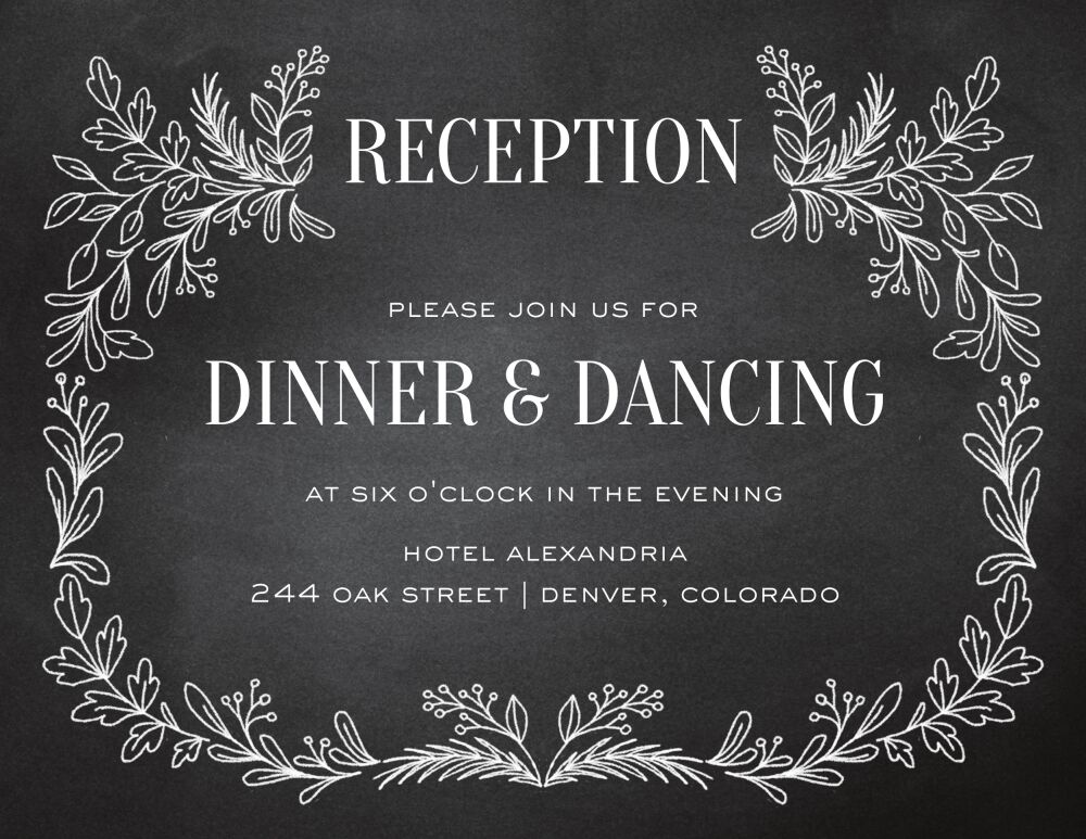 Chalkboard Botanical Reception Card