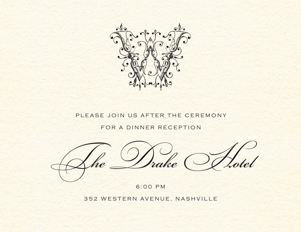 Ornate Monogram Reception Card