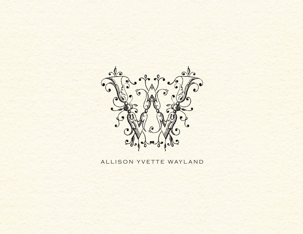 Ornate Monogram Folded Note