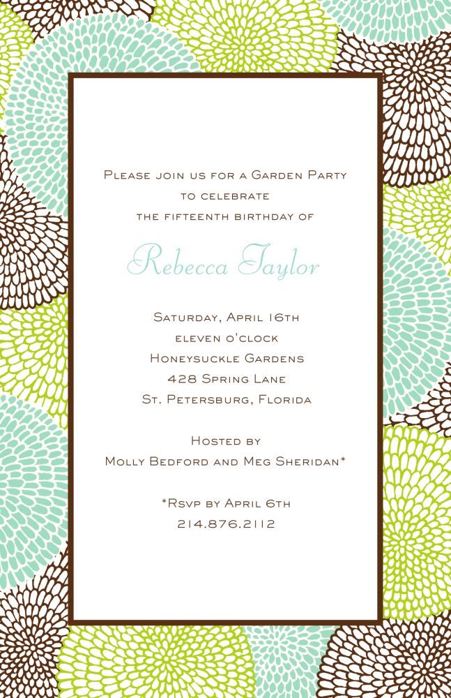 Petal Pushers - Aqua Invitation