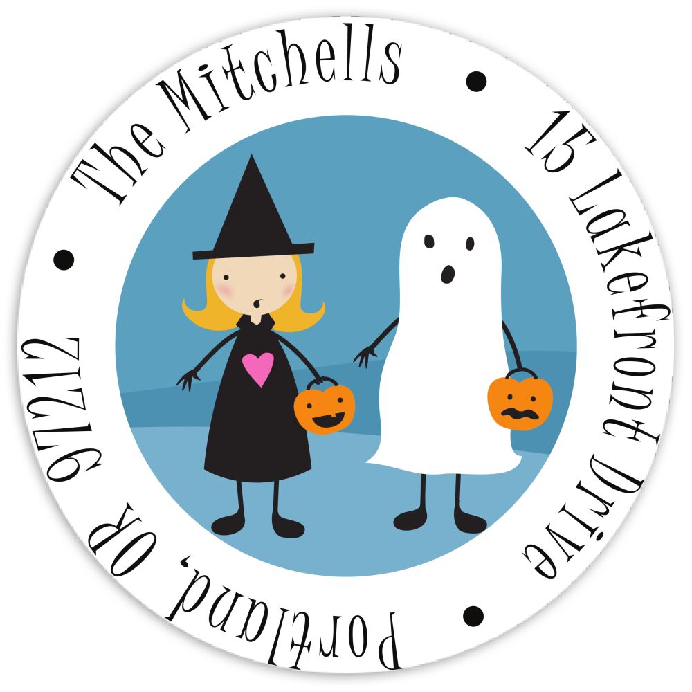 Trick or Treat Round Address Sticky