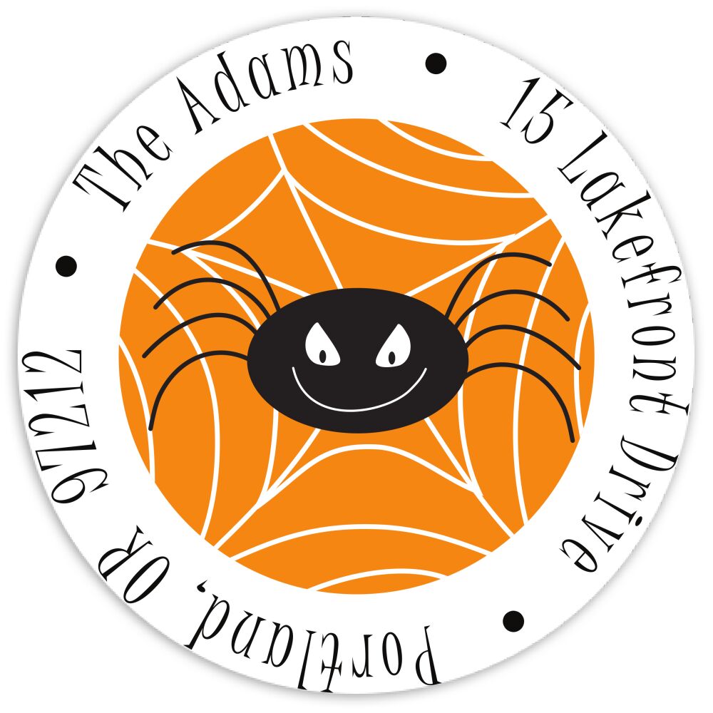 Spooky Spiders Round Address Sticky