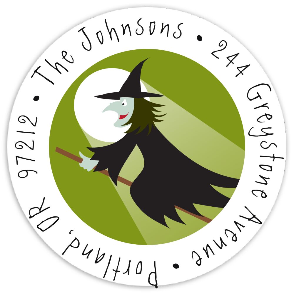 Bewitched Round Address Sticky