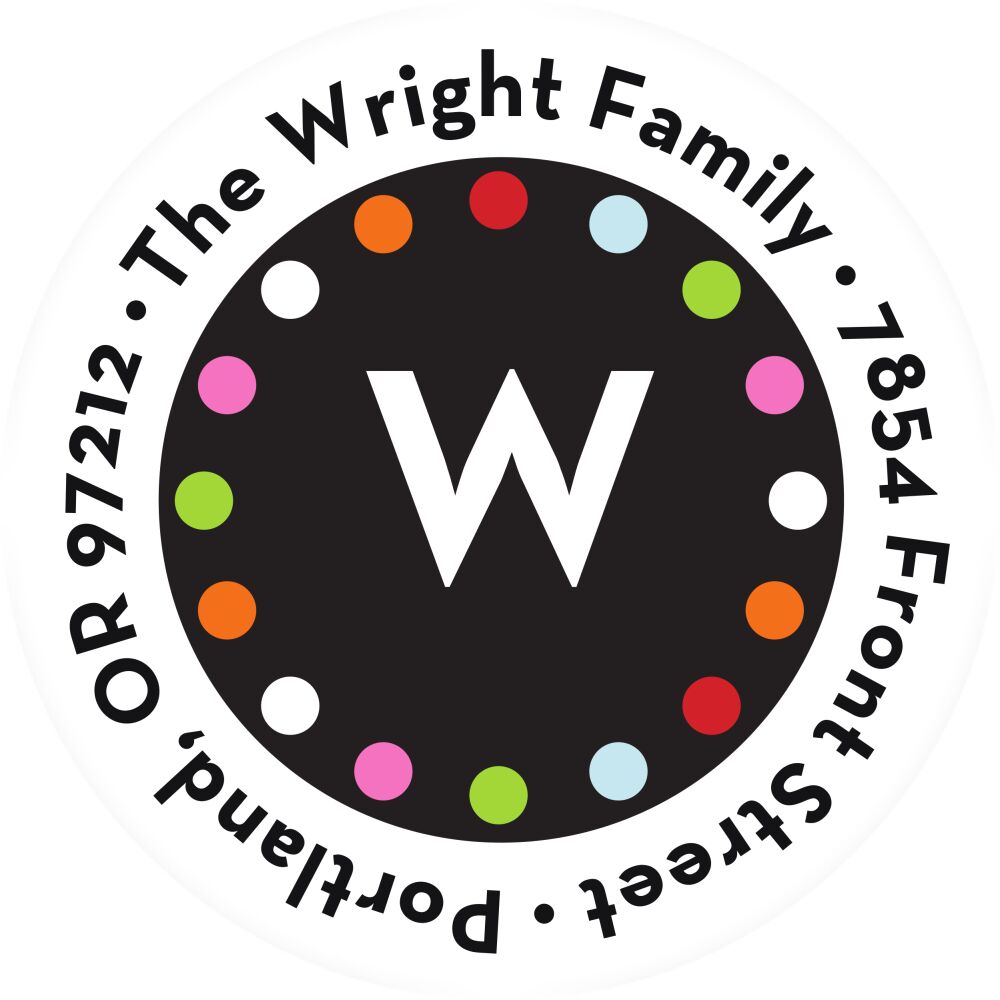 Merry & Bright Round Address Sticky