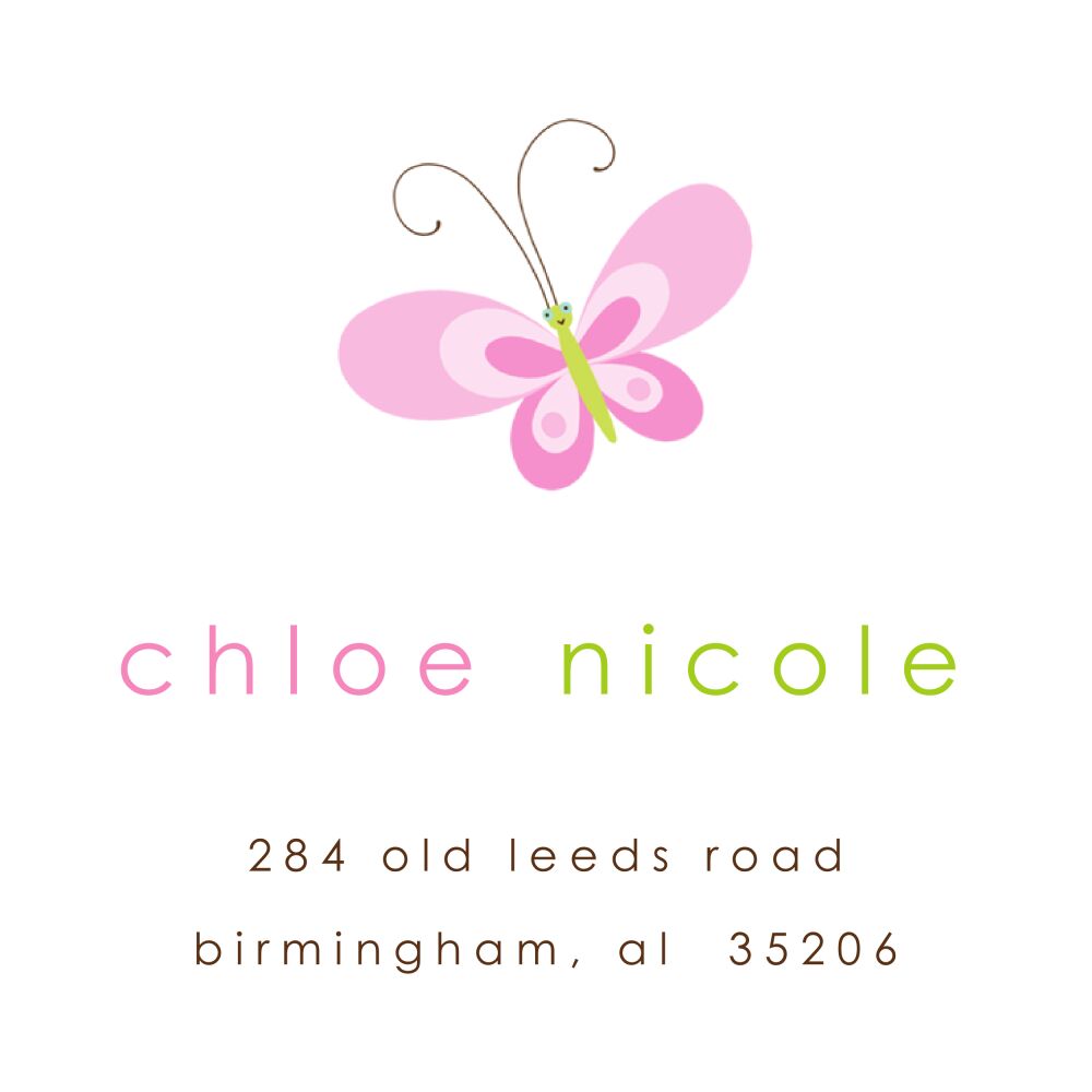 Pink Butterfly Folded Enclosure Card 