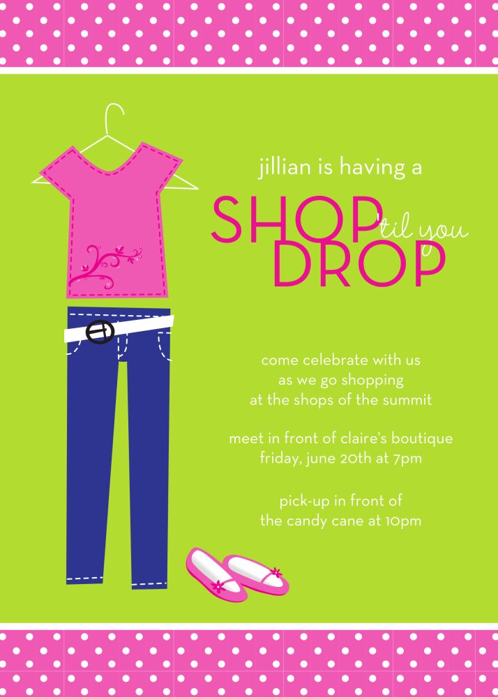Shop 'Til You Drop Party Invitation