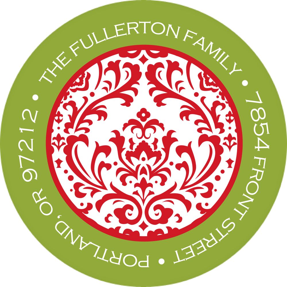 Vintage Wrap-Chartreuse Round Address Sticky