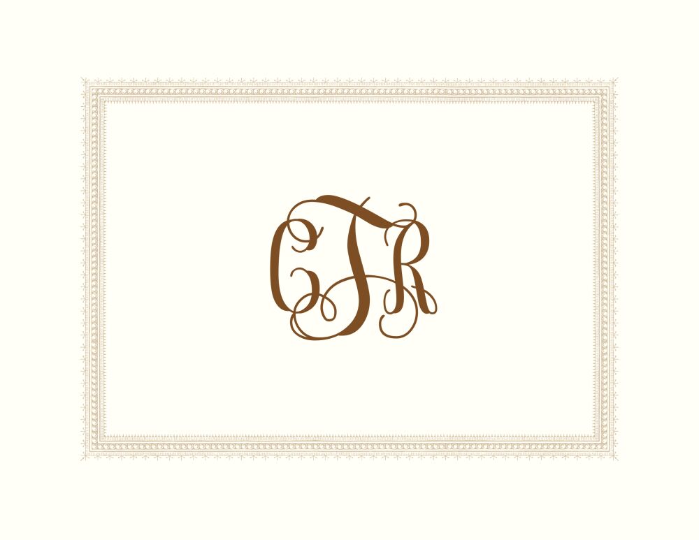 Elegant Border Folded Note on White Eggshell (cream)