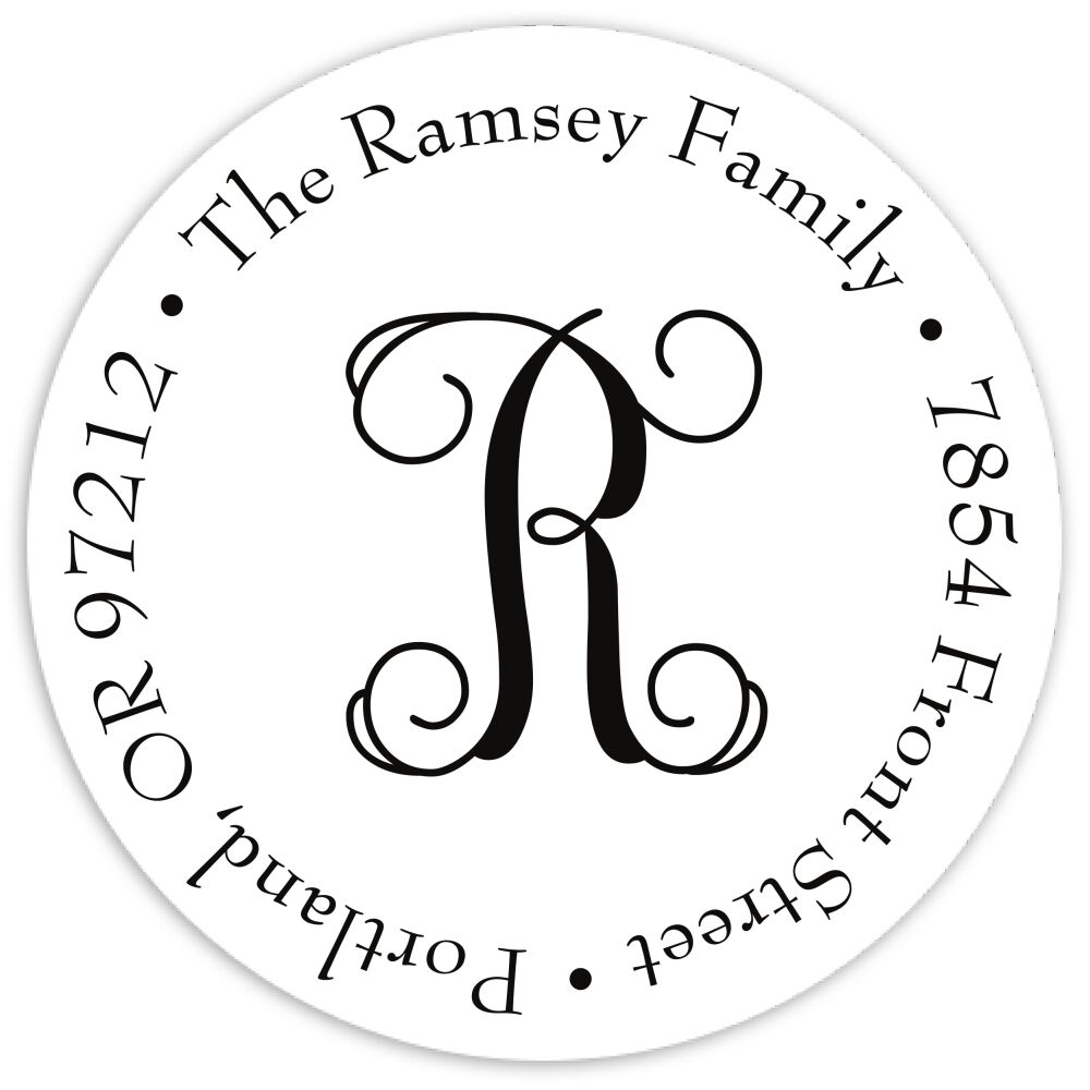 Seasonally Scripted Round Address Sticker
