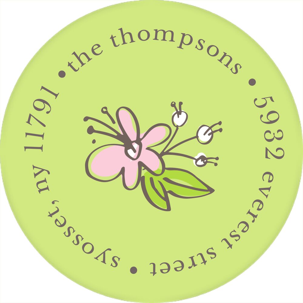 Sweet Blossoms Round Address Sticky