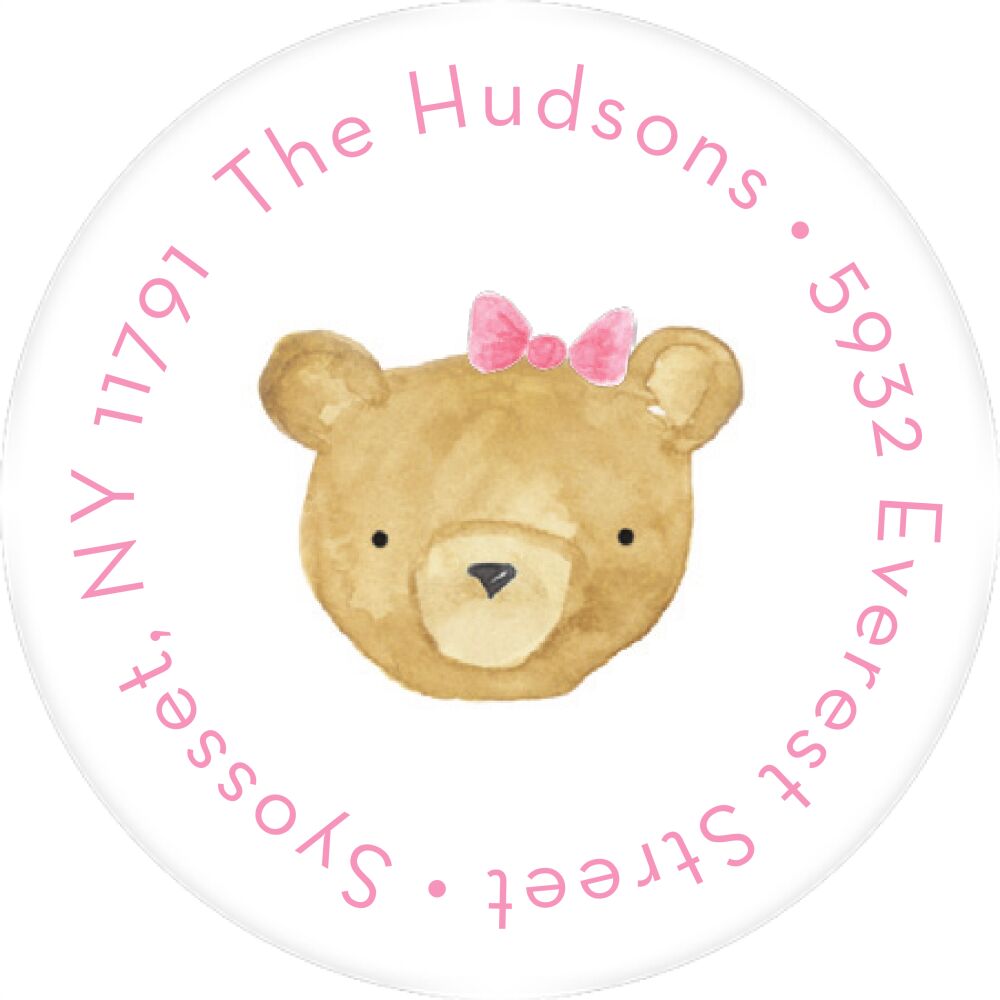 Floating Bear Round Address Sticky