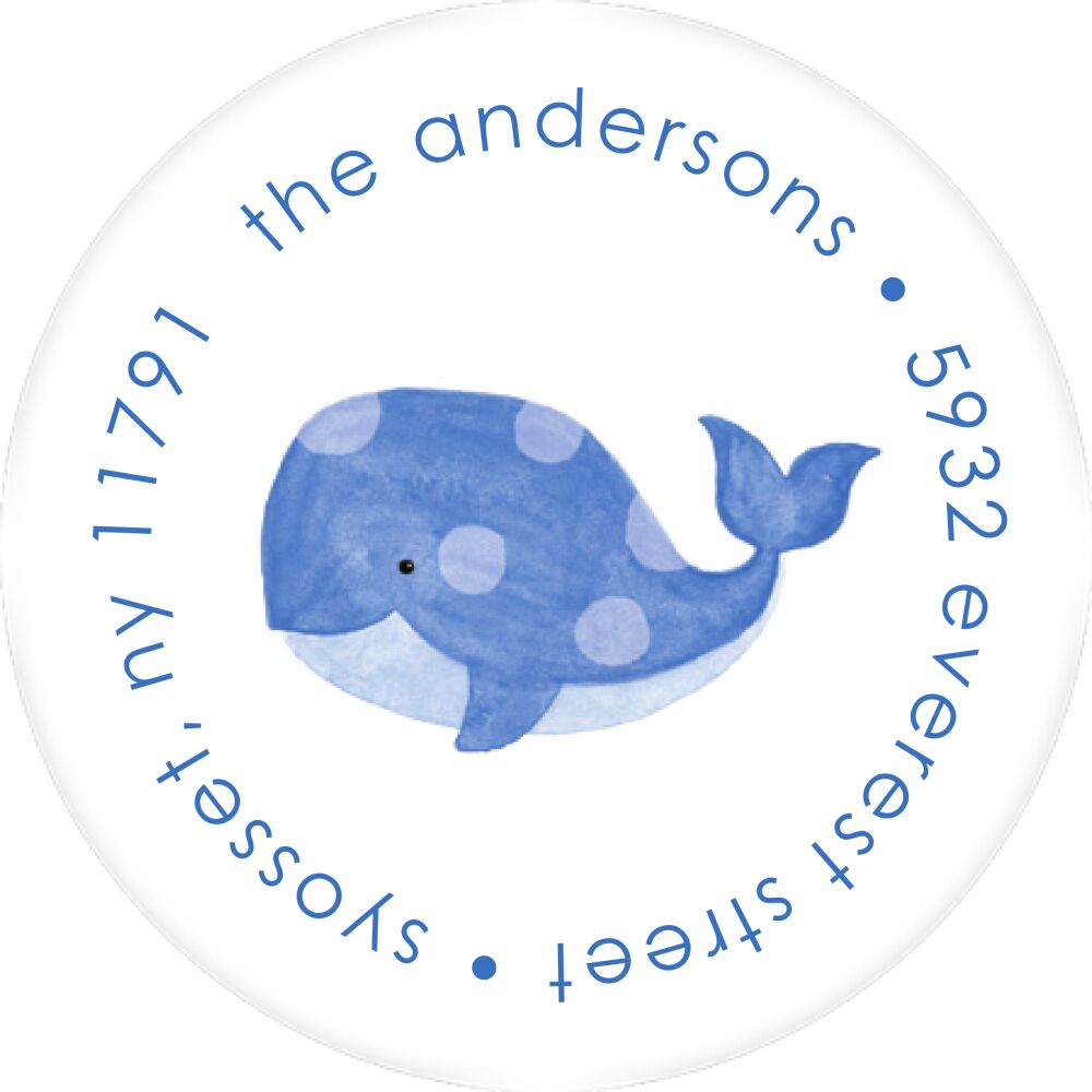 Whale Welcome Round Address Sticky