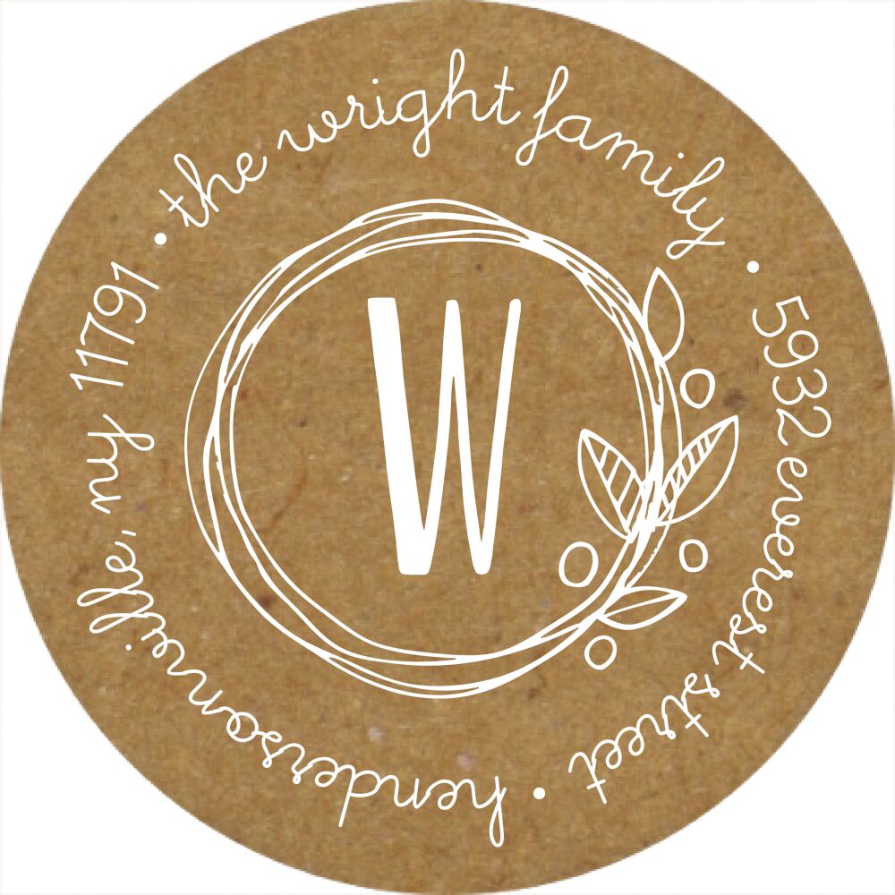 Twin Garden Wreaths Round Address Sticky