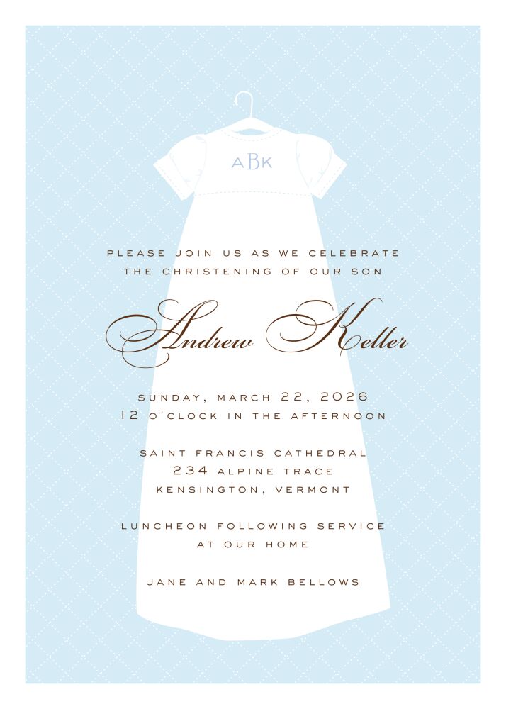 Dressed To Be Blessed Blue Invitation