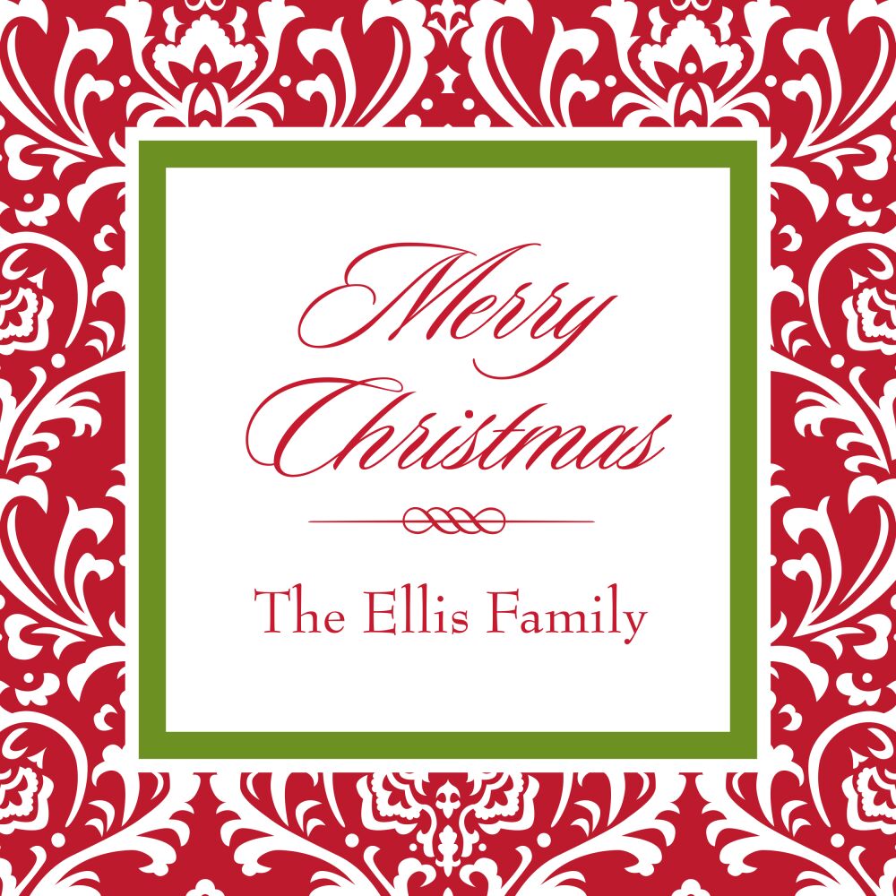 Vintage Damask - Red Folded Enclosure Card