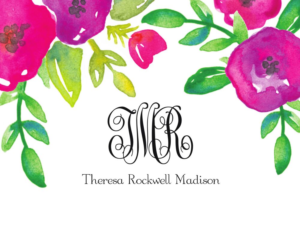 Watercolor Flowers Folded Note