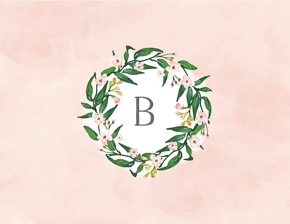 Watercolor Wreath - Pink Folded Note