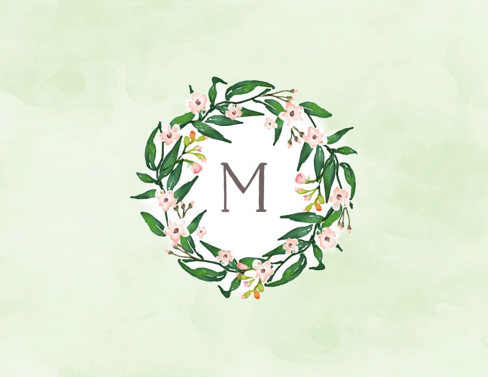 Watercolor Wreath Mint Folded Note