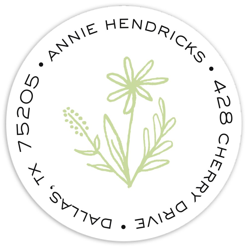 Wildflowers Round Address Sticky