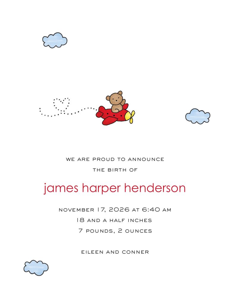 Flyin' High Boy Birth Announcement