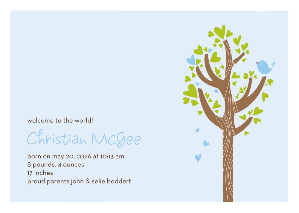 Tweetheart Blue Birth Announcement