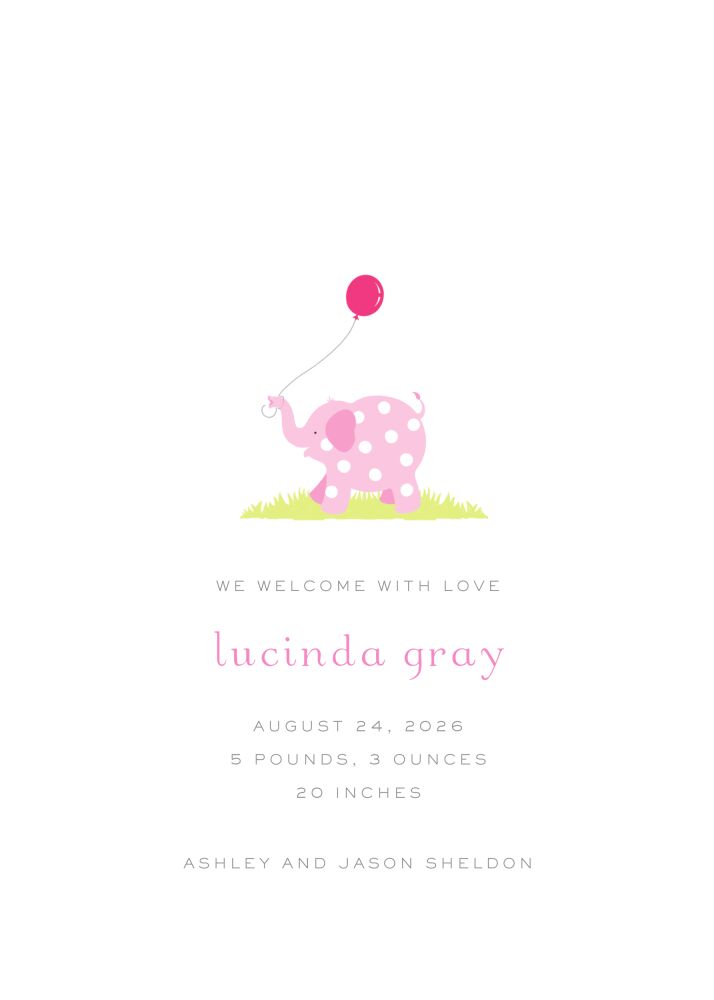 Pink Picadilly Circus Girl Birth Announcement