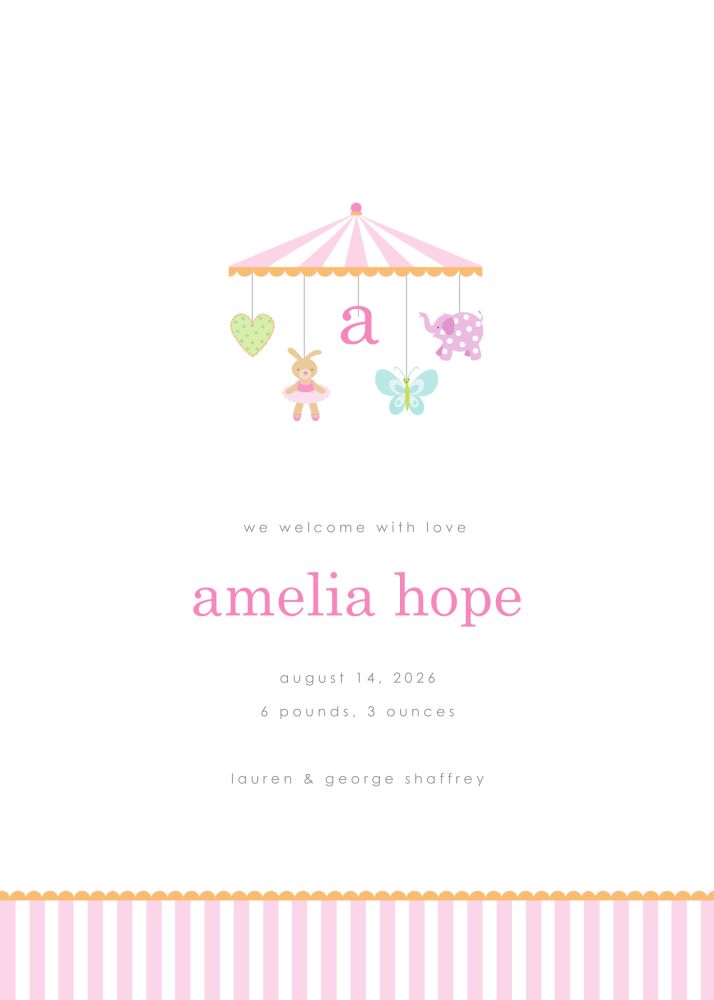 Sweet Dreams Little Girl Birth Announcement