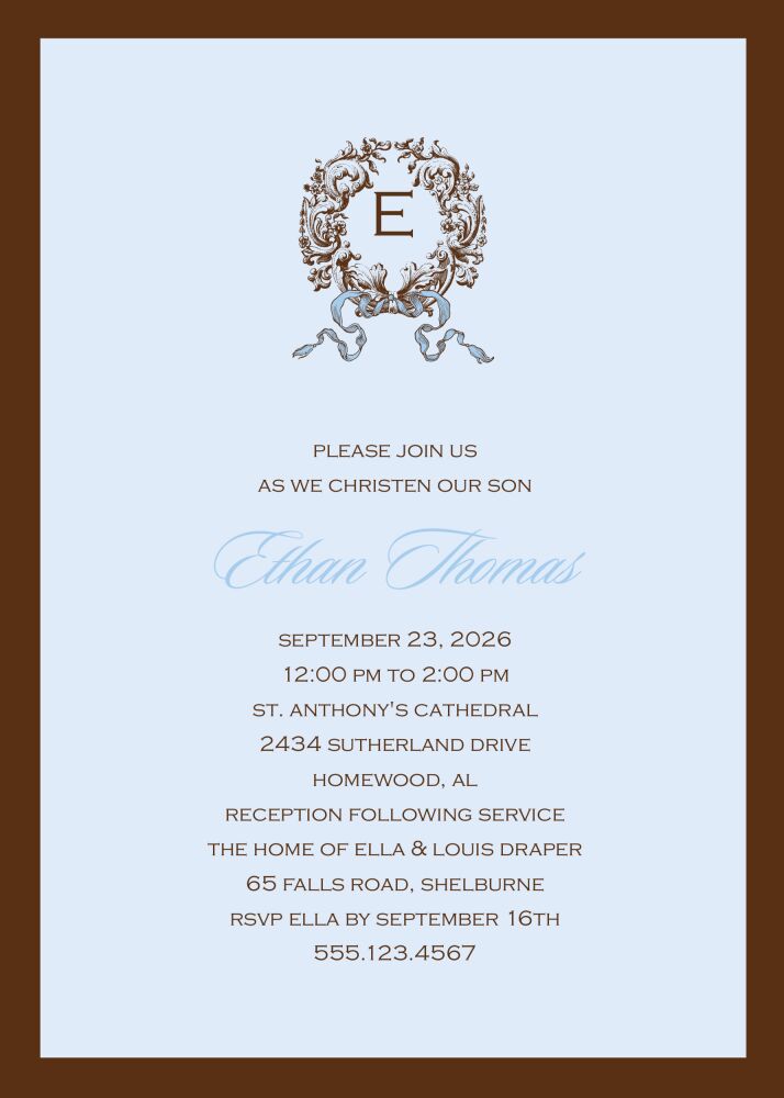 Chenille - Blue Invitation