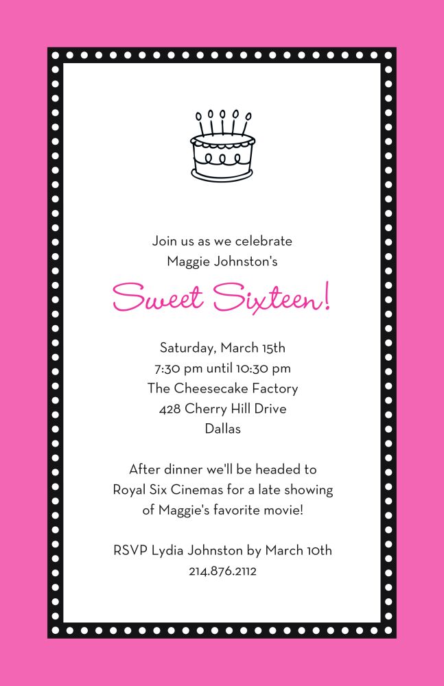 Dots Around - Hot Pink Invitation