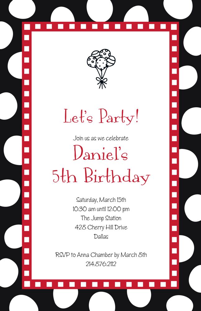Jumbo Party Dots - Black Invitation