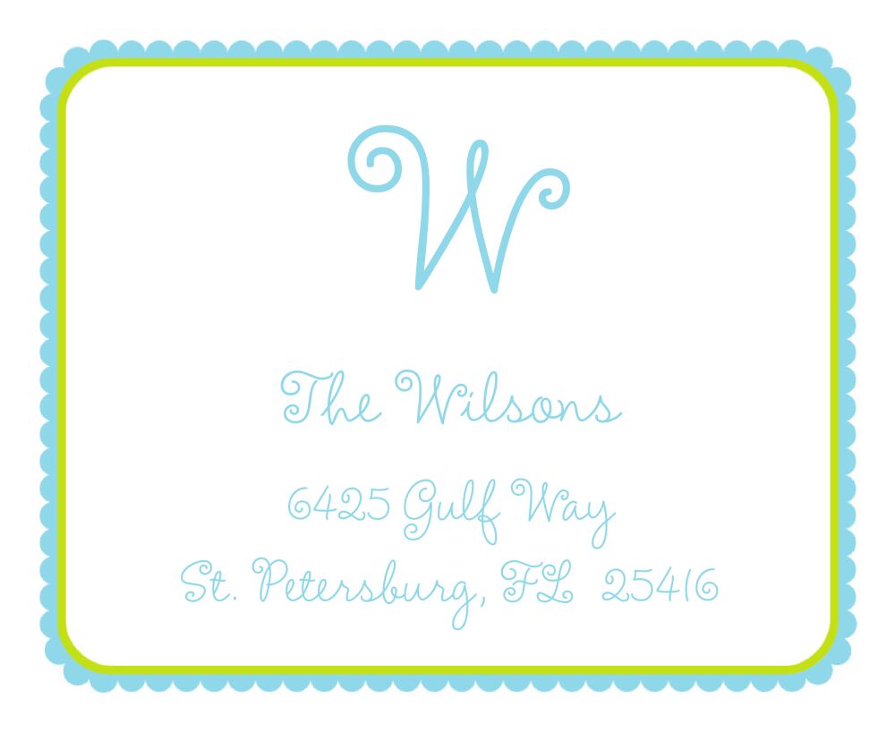 Blue Round Ruffled Border Calling Card