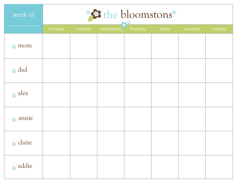 Blue Floral Weekly Scheduling Pad