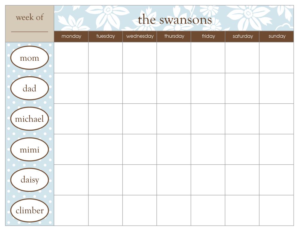 Country Floral Weekly Scheduling Pad