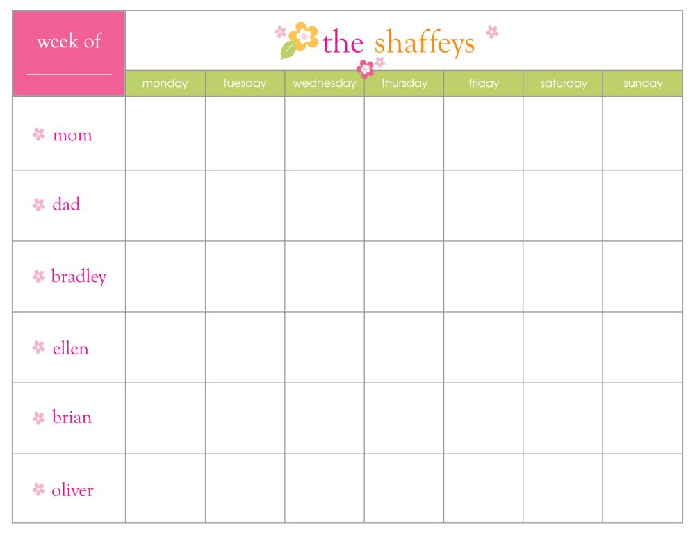 Pink Floral Weekly Scheduling Pad