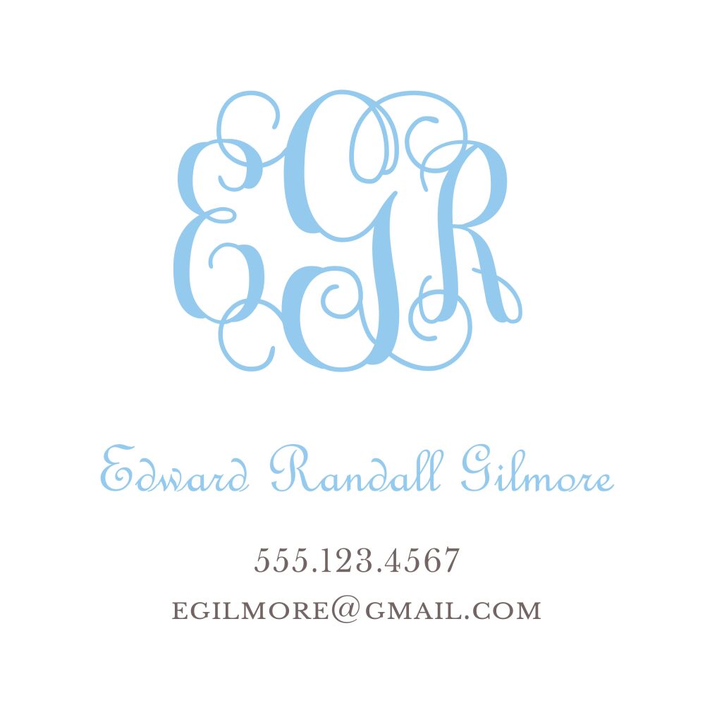 Powdered Monogram - Blue Calling Card