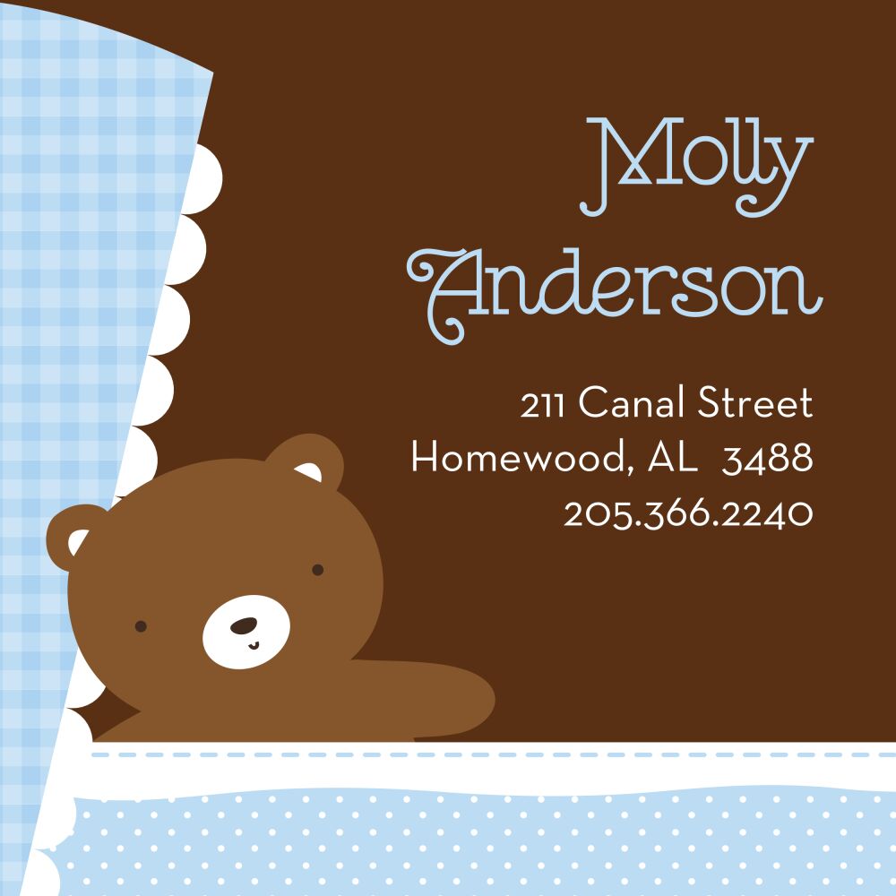 Teddy Pram - Blue Folded Enclosure Card 