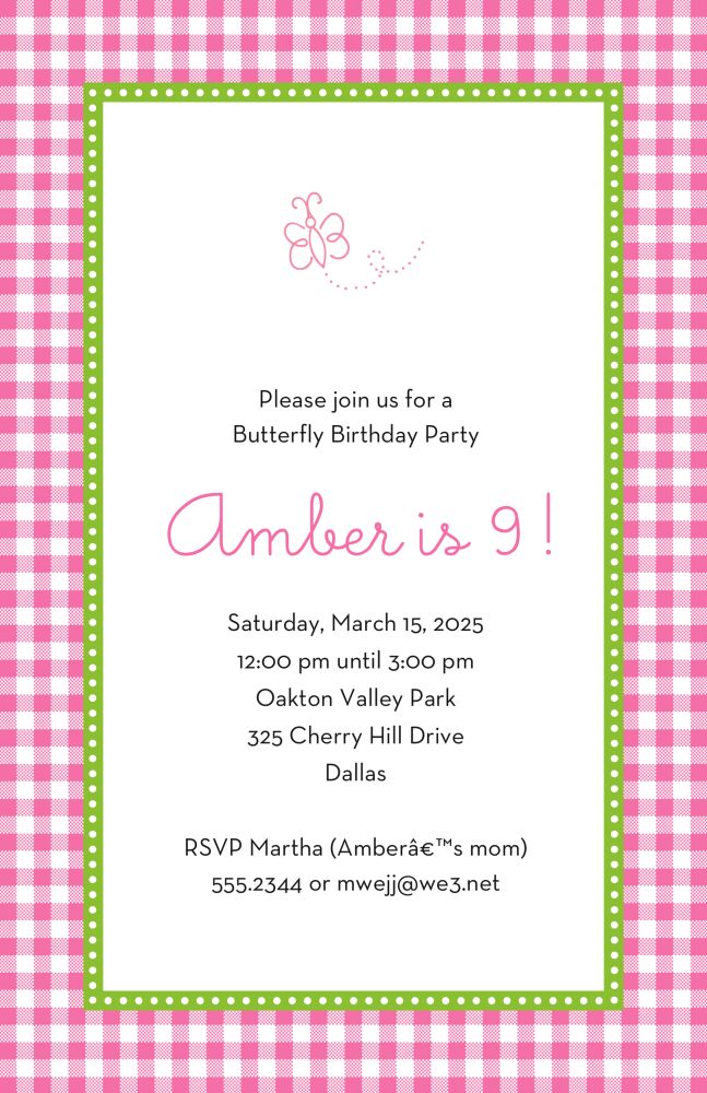 Gleeful Gingham - Azalea Invitation