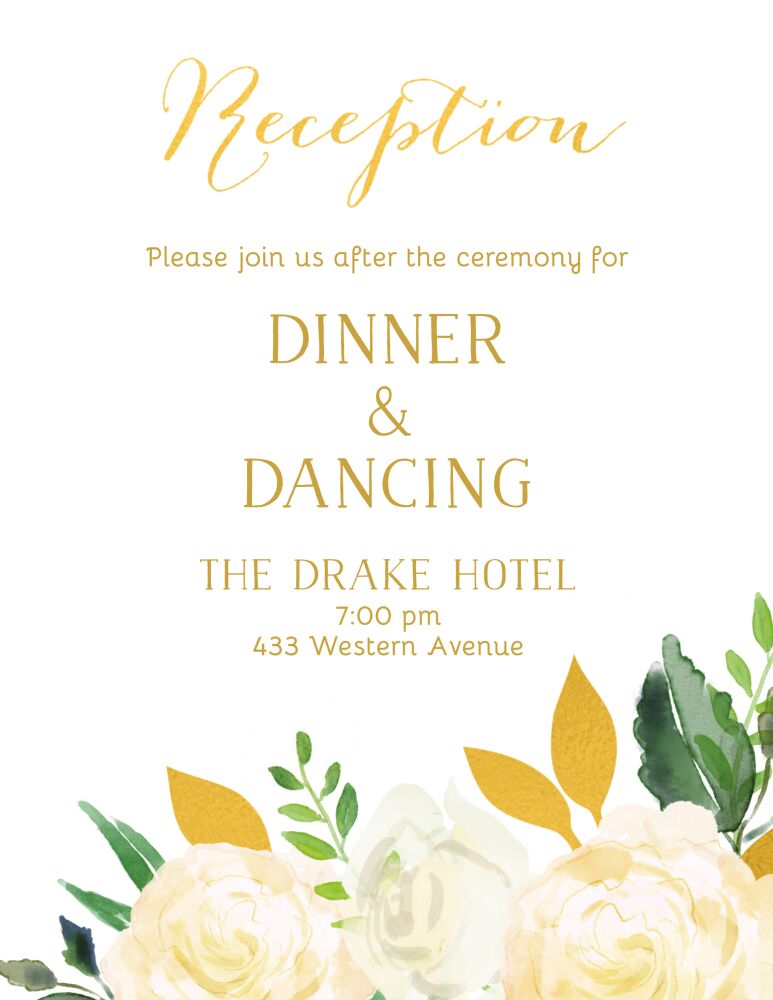 Dreamy Blooms Foil Pressed Reception Card
