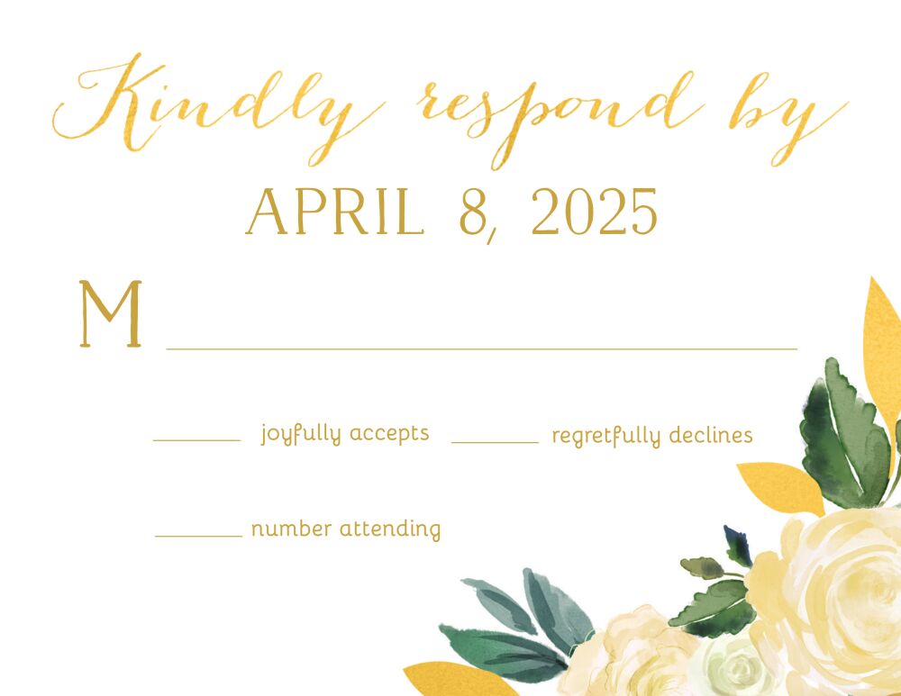 Dreamy Blooms Foil Pressed Reply Card