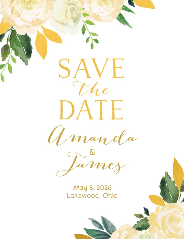 Dreamy Blooms Foil Pressed Save The Date Card