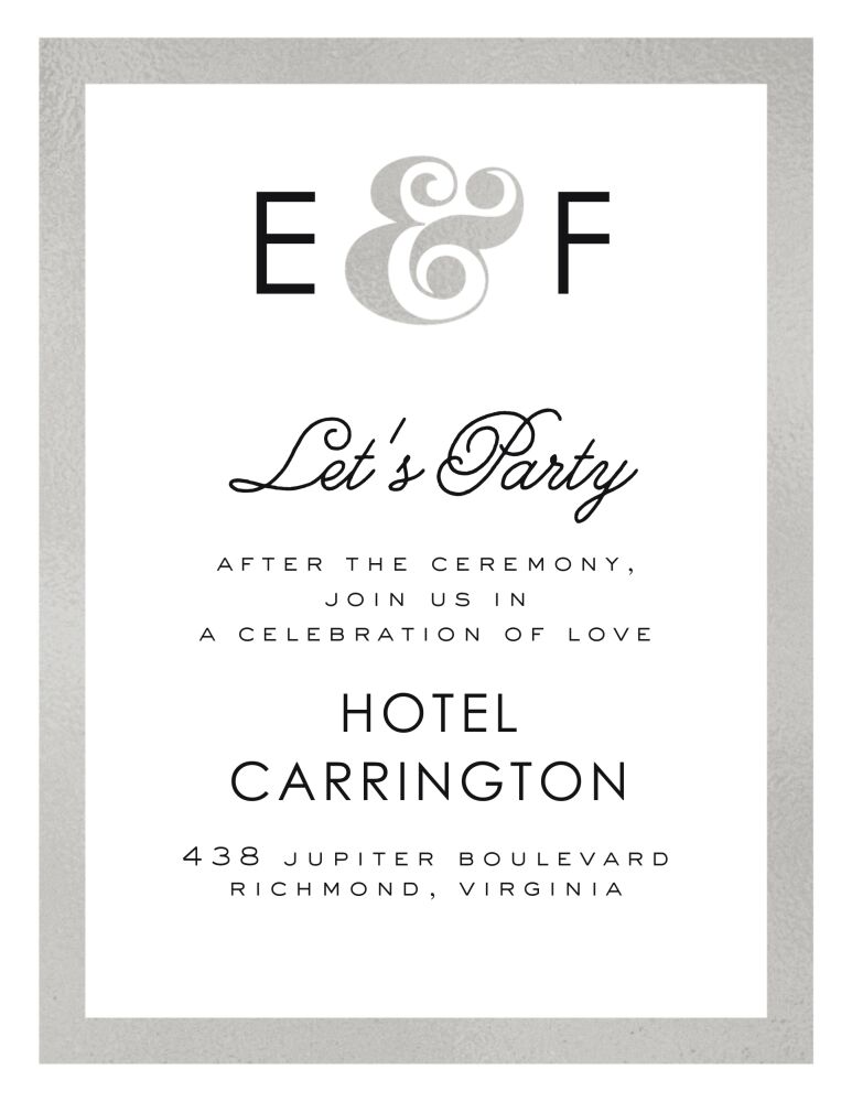 Bold And Bright Foil Pressed Reception Card