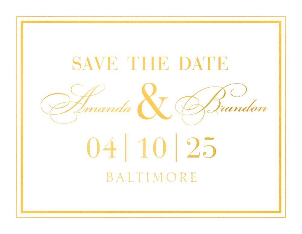 Classic Shine Foil Pressed Save The Date Card